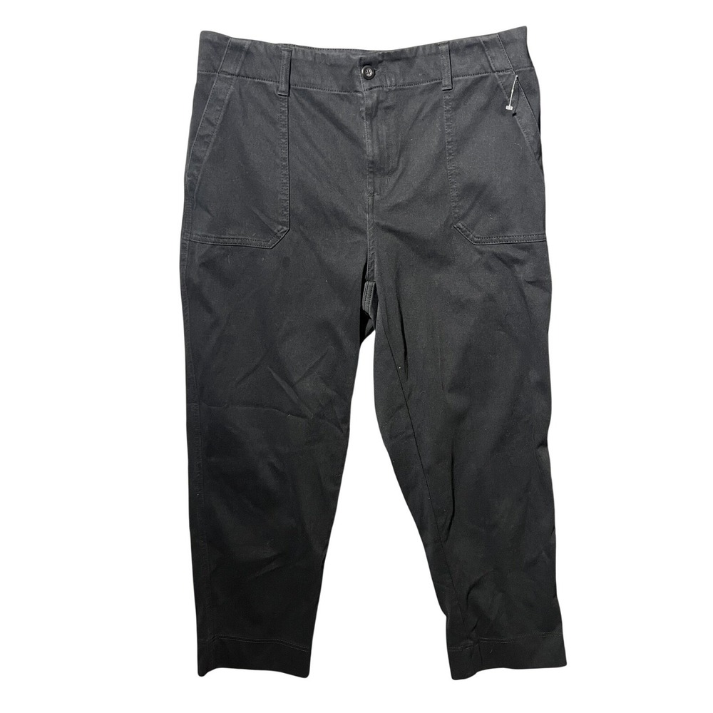 32 Cool Black Womens LT Large Tall‎ Cropped Utility Pants Casual Cargo Capris